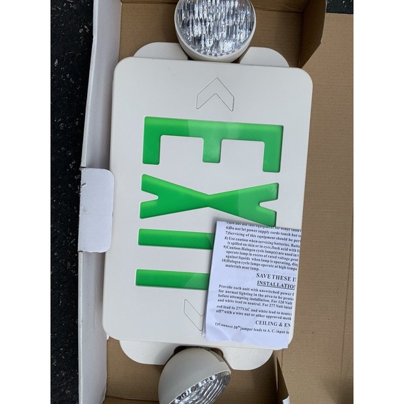 LED Green Exit Sign Emergency Light Adjustable Head Compact Combo ETL listed - Picture 5 of 7